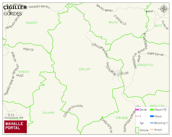 ÇİĞİLLER Mahallesi Haritası | Yükselti ve Doğa Özellikleri