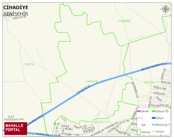 CİHADİYE Mahallesi Haritası | Mahalle ve Köy Sınırı