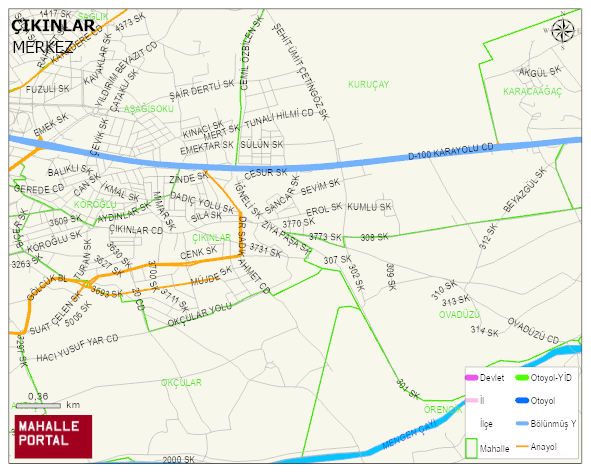 ÇIKINLAR Mahallesi Haritası | Mahalle ve Köy Sınırı