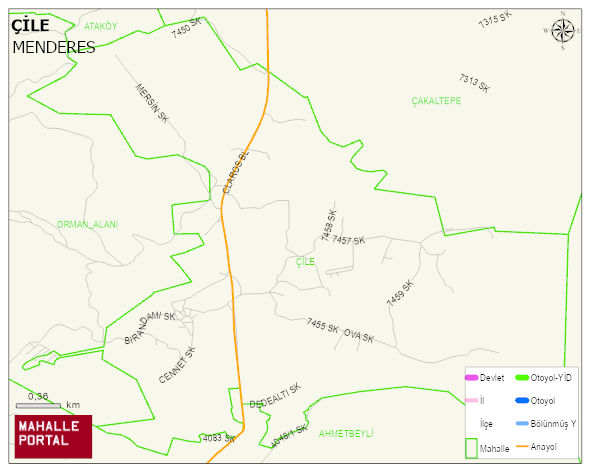 ÇİLE Mahallesi Haritası | Mahalle ve Köy Sınırı
