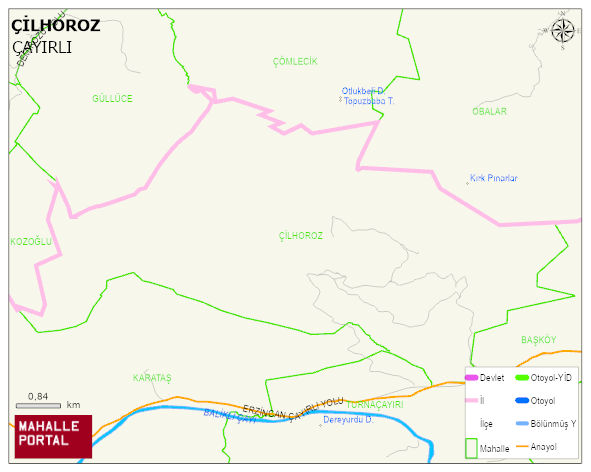 ÇİLHOROZ Köyü Haritası | Dağlar, Ovalar ve Akarsu Bilgileri