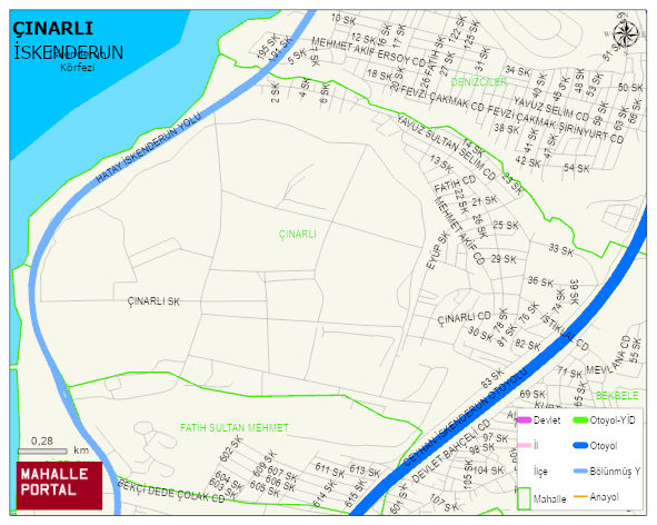 ÇINARLI Mahallesi Haritası | Dağlar, Ovalar ve Akarsu Bilgileri