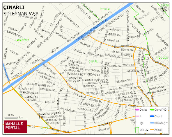 ÇINARLI Mahallesi Haritası | Mahalle ve Köy Sınırı