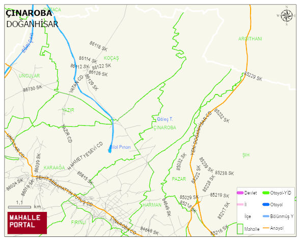 ÇINAROBA Mahallesi Haritası | Mahalle ve Köy Sınırı