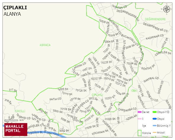 ÇIPLAKLI Mahallesi Haritası | Yükselti ve Doğa Özellikleri