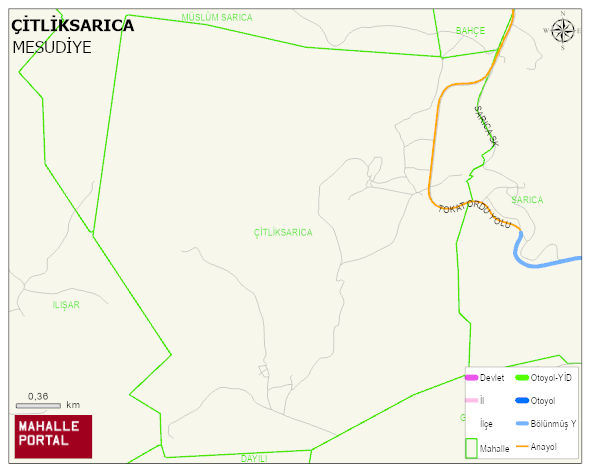 ÇİTLİKSARICA Mahallesi Haritası | Mahalle ve Köy Sınırı