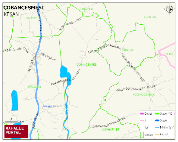 ÇOBANÇEŞMESİ Köyü Haritası | Yükselti ve Doğa Özellikleri