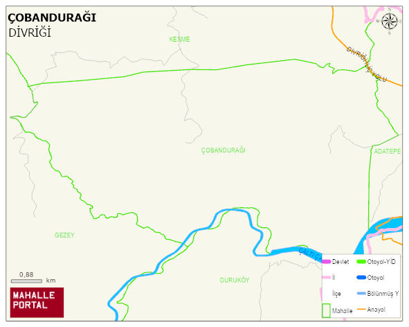 ÇOBANDURAĞI Köyü Haritası | Mahalle Sokak Haritası
