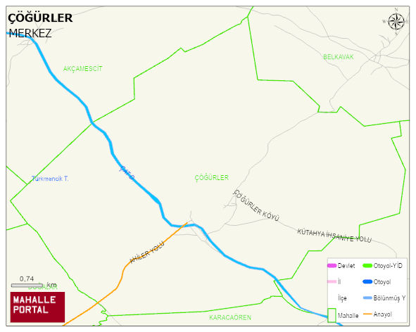 ÇÖĞÜRLER Köyü Haritası | İnteraktif Köy ve Mahalle Sınırları