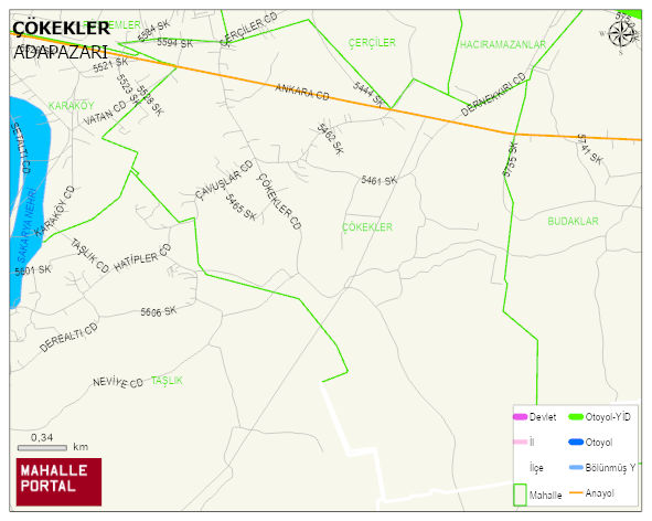 ÇÖKEKLER Mahallesi Haritası | Mahalle ve Köy Sınırı