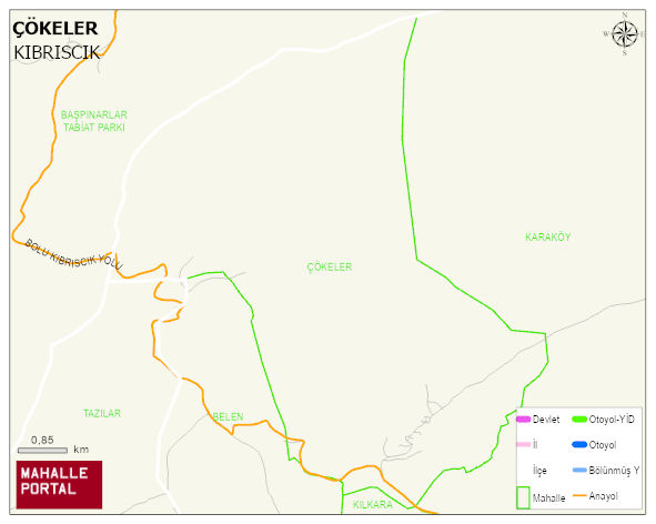 ÇÖKELER Köyü Haritası | Yükselti ve Doğa Özellikleri
