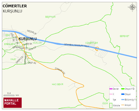 CÖMERTLER Mahallesi Haritası | Yükselti ve Doğa Özellikleri