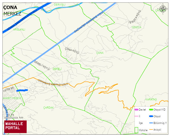 ÇONA Köyü Haritası | Mahalle ve Köy Sınırı