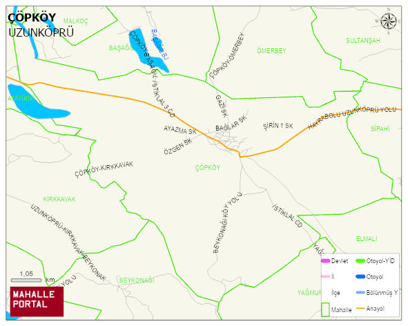 ÇÖPKÖY Mahallesi Haritası | Yükselti ve Doğa Özellikleri