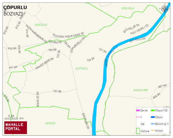 ÇOPURLU Mahallesi Haritası | İnteraktif Köy ve Mahalle Sınırları