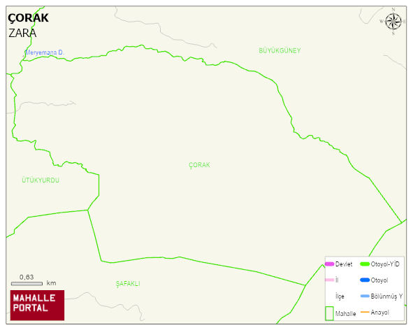 ÇORAK Köyü Haritası | Mahalle ve Köy Sınırı