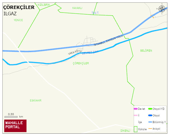 ÇÖREKÇİLER Köyü Haritası | Mahalle ve Köy Sınırı