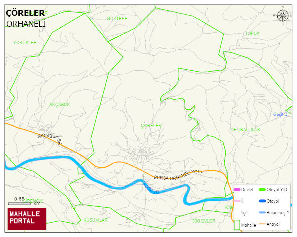 ÇÖRELER Mahallesi Haritası | Sayısal Bölge Görünümü