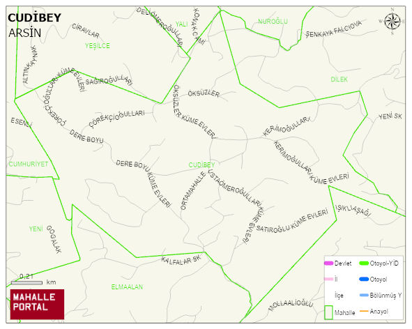 CUDİBEY Mahallesi Haritası | Mahalle ve Köy Sınırı