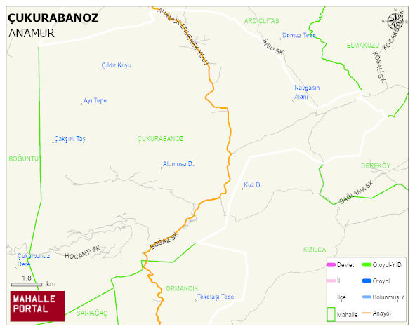ÇUKURABANOZ Mahallesi Haritası | Dağlar, Ovalar ve Akarsu Bilgileri