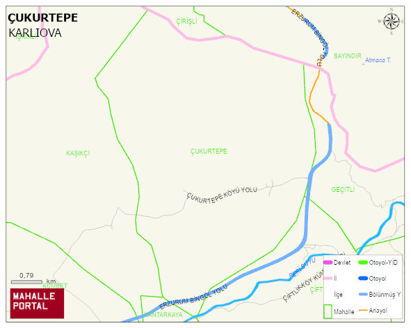 ÇUKURTEPE Köyü Haritası | Yükselti ve Doğa Özellikleri