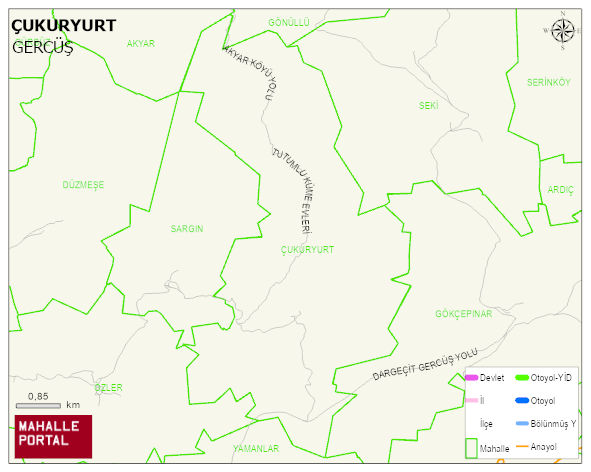 ÇUKURYURT Köyü Haritası | Sayısal Bölge Görünümü