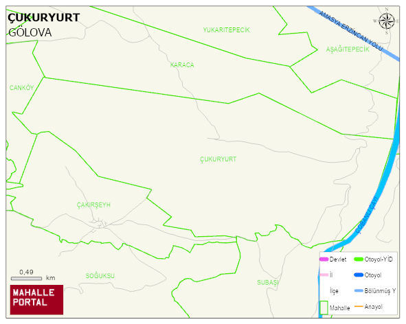 ÇUKURYURT Köyü Haritası | Yükselti ve Doğa Özellikleri