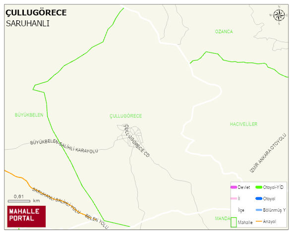 ÇULLUGÖRECE Mahallesi Haritası | Dağlar, Ovalar ve Akarsu Bilgileri