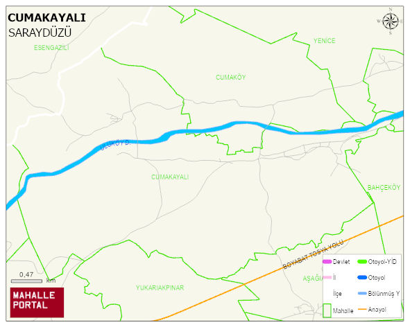 CUMAKAYALI Köyü Haritası | Dağlar, Ovalar ve Akarsu Bilgileri