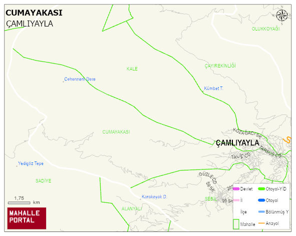 CUMAYAKASI Mahallesi Haritası | Dağlar, Ovalar ve Akarsu Bilgileri
