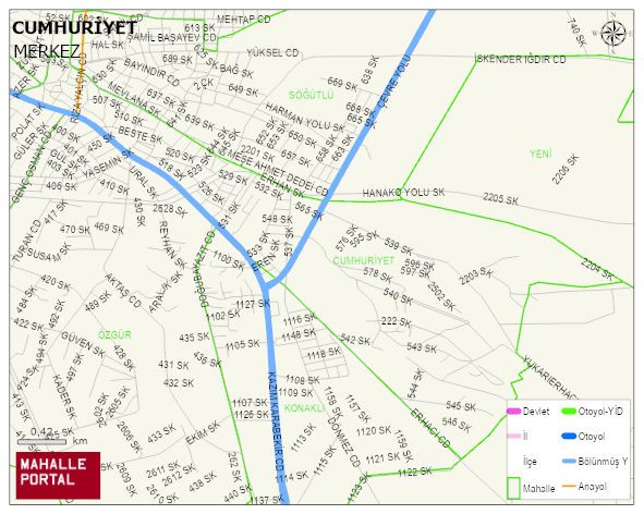 CUMHURİYET Mahallesi Haritası | Dağlar, Ovalar ve Akarsu Bilgileri