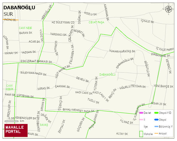 DABANOĞLU Mahallesi Haritası | Yükselti ve Doğa Özellikleri