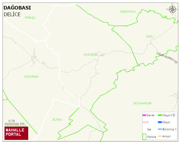 DAĞOBASI Köyü Haritası | Mahalle ve Köy Sınırı