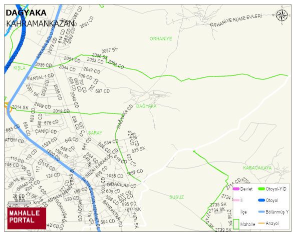 DAĞYAKA Mahallesi Haritası | Detaylı Köy ve Mahalle Görünümü