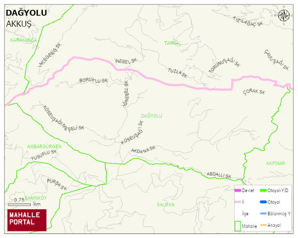 DAĞYOLU Mahallesi Haritası | Dağlar, Ovalar ve Akarsu Bilgileri