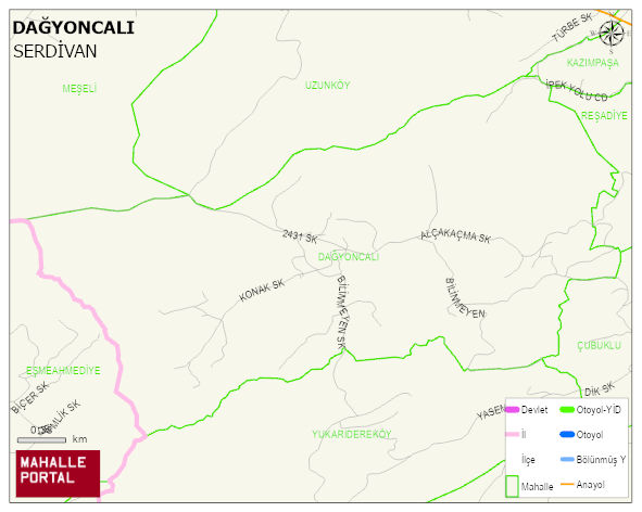 DAĞYONCALI Mahallesi Haritası | İnteraktif Köy ve Mahalle Sınırları