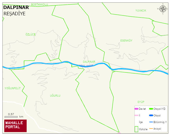 DALPINAR Köyü Haritası | Dağlar, Ovalar ve Akarsu Bilgileri