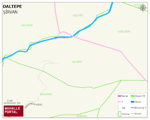 DALTEPE Köyü Haritası | Yükselti ve Doğa Özellikleri