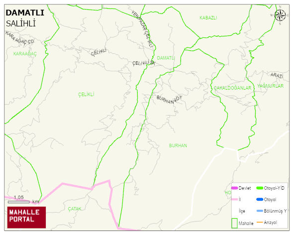 DAMATLI Mahallesi Haritası | Mahalle ve Köy Sınırı