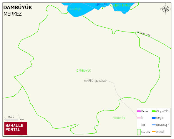 DAMBÜYÜK Köyü Haritası | Dağlar, Ovalar ve Akarsu Bilgileri