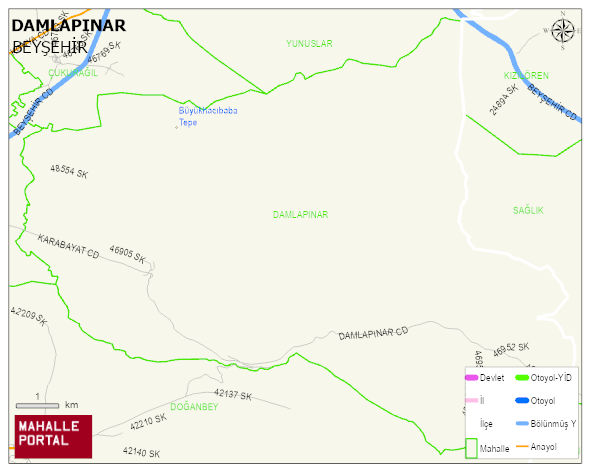 DAMLAPINAR Mahallesi Haritası | Dağlar, Ovalar ve Akarsu Bilgileri