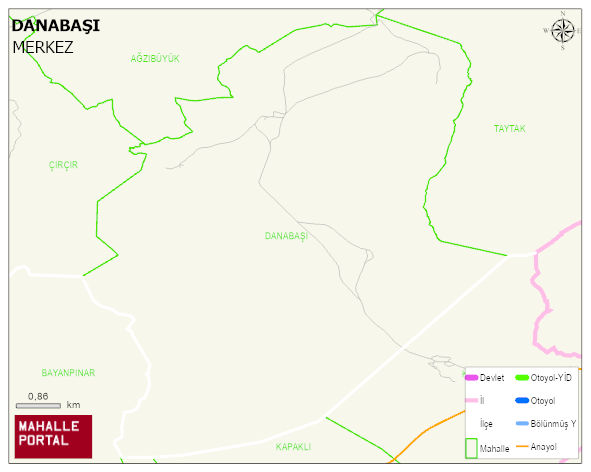 DANABAŞI Köyü Haritası | Sayısal Bölge Görünümü