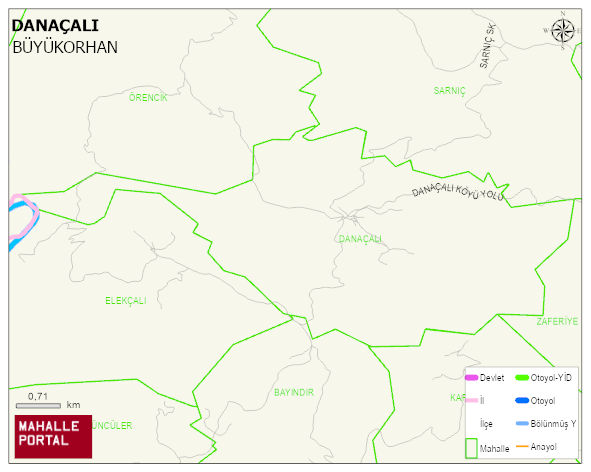 DANAÇALI Mahallesi Haritası | Dağlar, Ovalar ve Akarsu Bilgileri