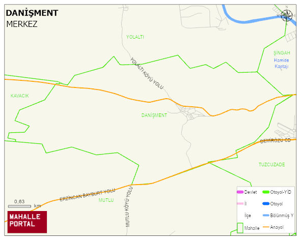DANİŞMENT Köyü Haritası | Detaylı Köy ve Mahalle Görünümü