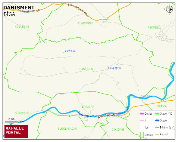 DANİŞMENT Köyü Haritası | Mahalle ve Köy Sınırı