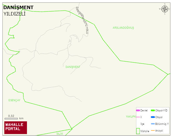 DANİŞMENT Köyü Haritası | Yükselti ve Doğa Özellikleri