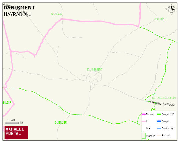 DANİŞMENT Mahallesi Haritası | İnteraktif Köy ve Mahalle Sınırları