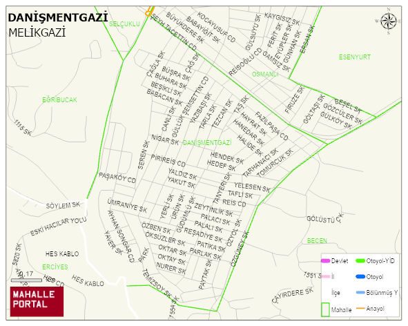 DANİŞMENTGAZİ Mahallesi Haritası | Detaylı Köy ve Mahalle Görünümü