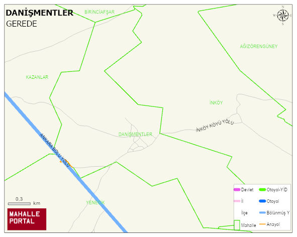 DANİŞMENTLER Köyü Haritası | Dağlar, Ovalar ve Akarsu Bilgileri