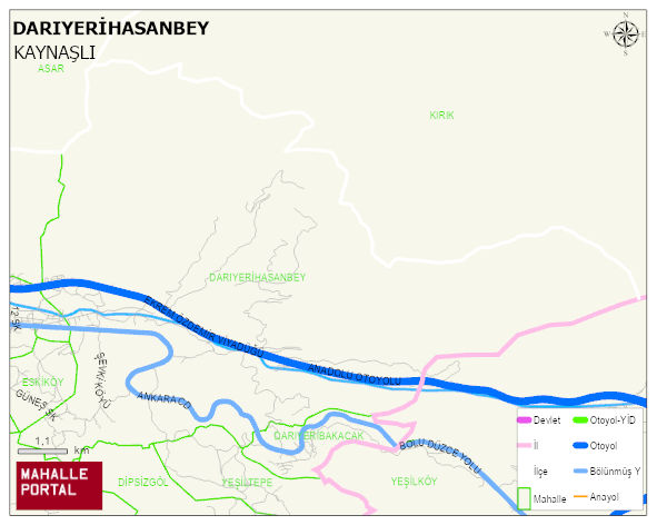 DARIYERİHASANBEY Köyü Haritası | Dağlar, Ovalar ve Akarsu Bilgileri